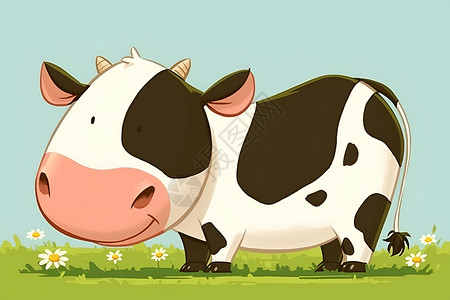 可爱笑容的卡通牛背景图片