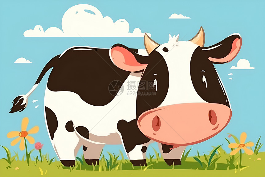 乡间草地上的奶牛图片
