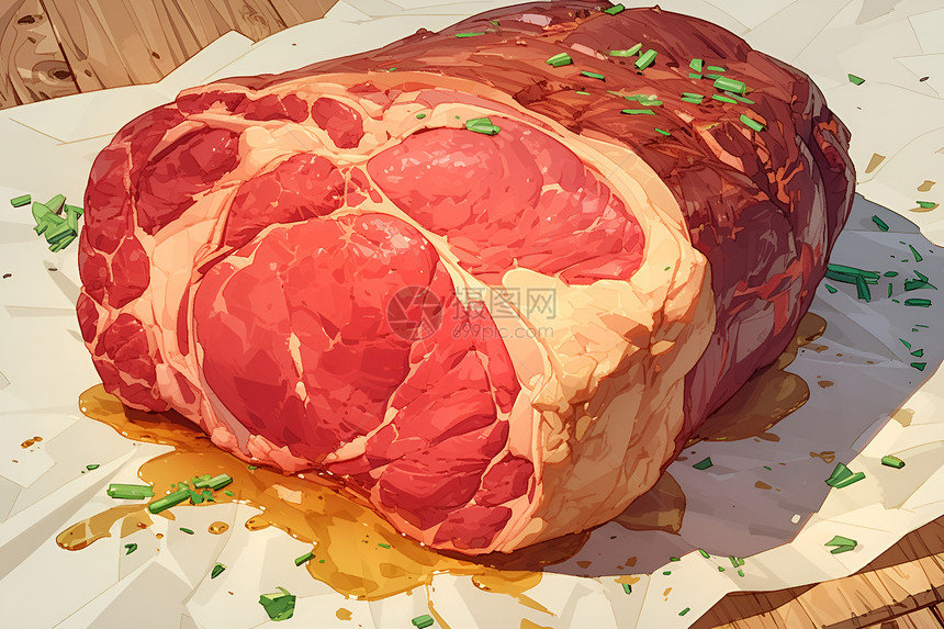 肉在餐桌上图片