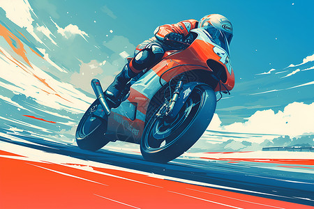 骑行比赛飞驰的摩托车插画