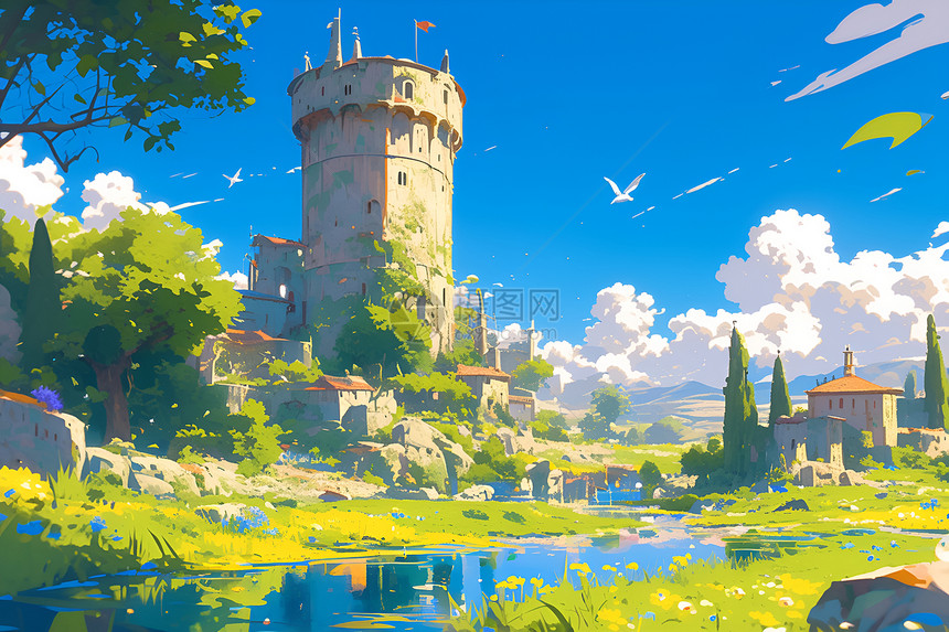 蓝天下的城堡图片