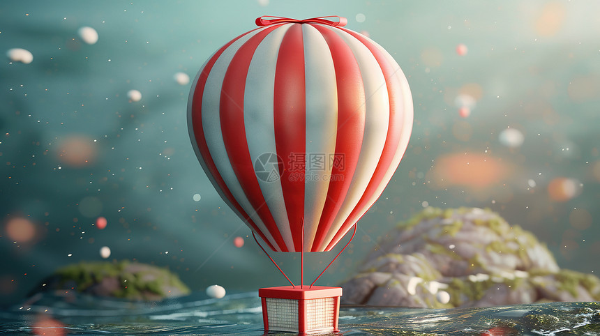 红白色热气球图片