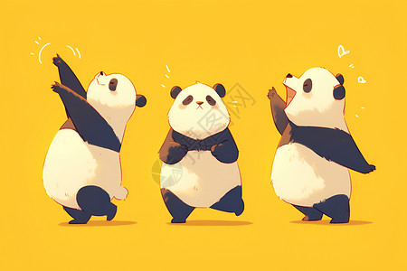 熊猫摆件俏皮的熊猫插画