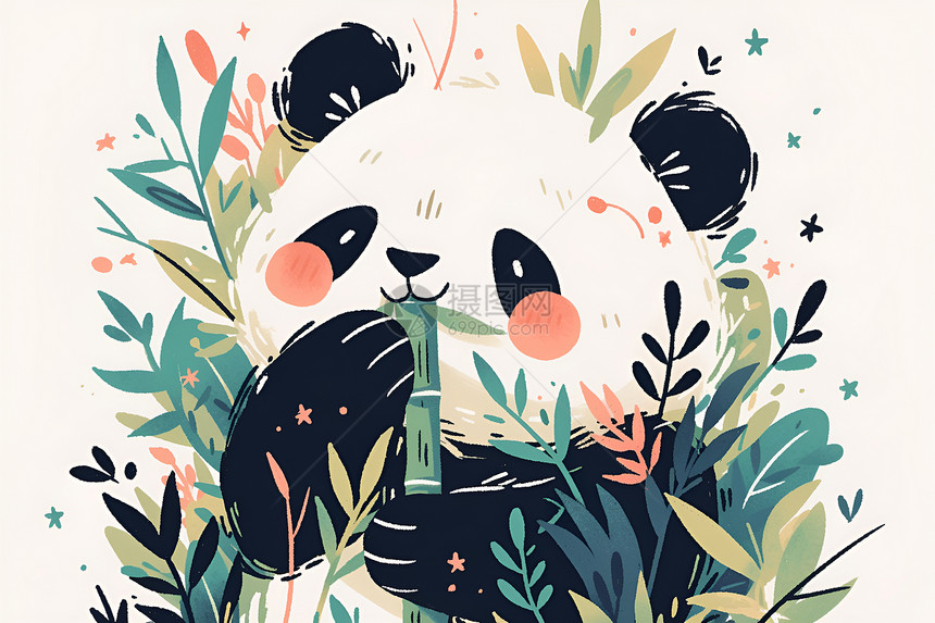 熊猫享用竹子图片