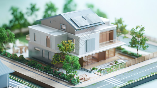别墅智能家居阳光下的别墅模型设计图片
