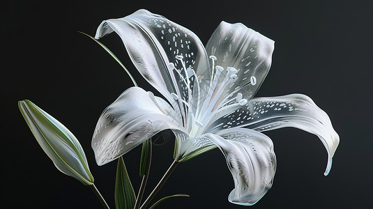 透明玻璃素材透明百合花背景