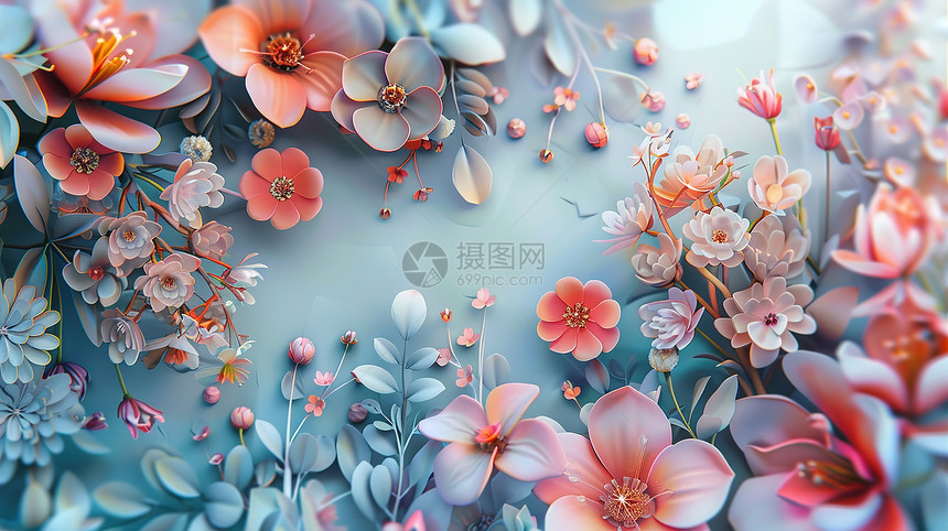 立体花卉喷绘图片
