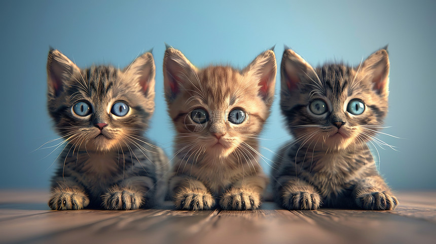 三只蓝眼猫咪图片