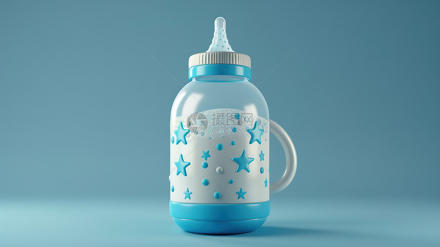 蓝色星星图案的奶瓶图片