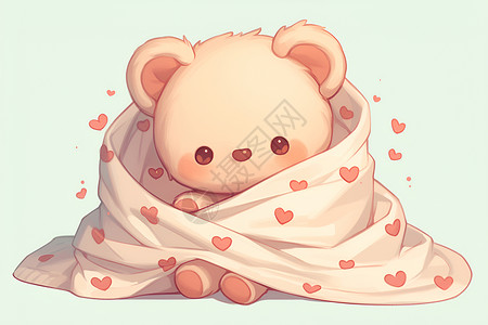 裹着毯子的小熊插画