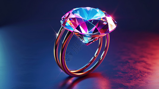 饰品素材戒指上的粉色巨钻设计图片