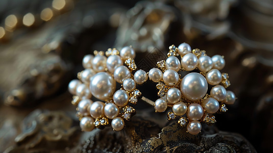 银叶耳环漂亮的珍珠耳环背景