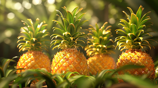 果实水果金黄的菠萝插画