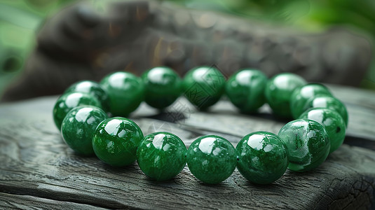 绿色的珠子手链高清图片