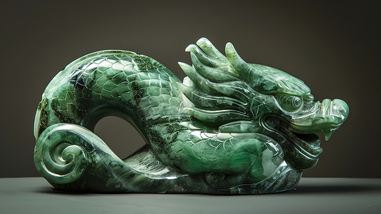 青绿色背景青绿色的龙形雕塑背景