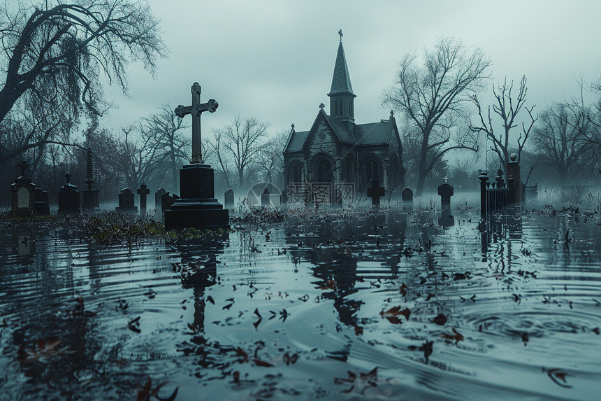 淹没墓地的恐怖景象图片