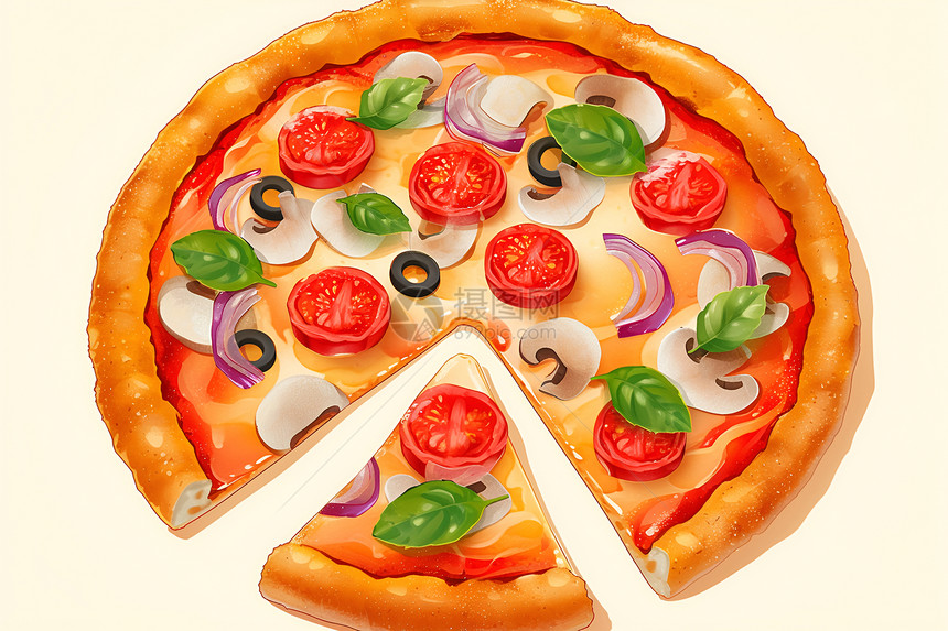 美味撩人的彩色披萨图片