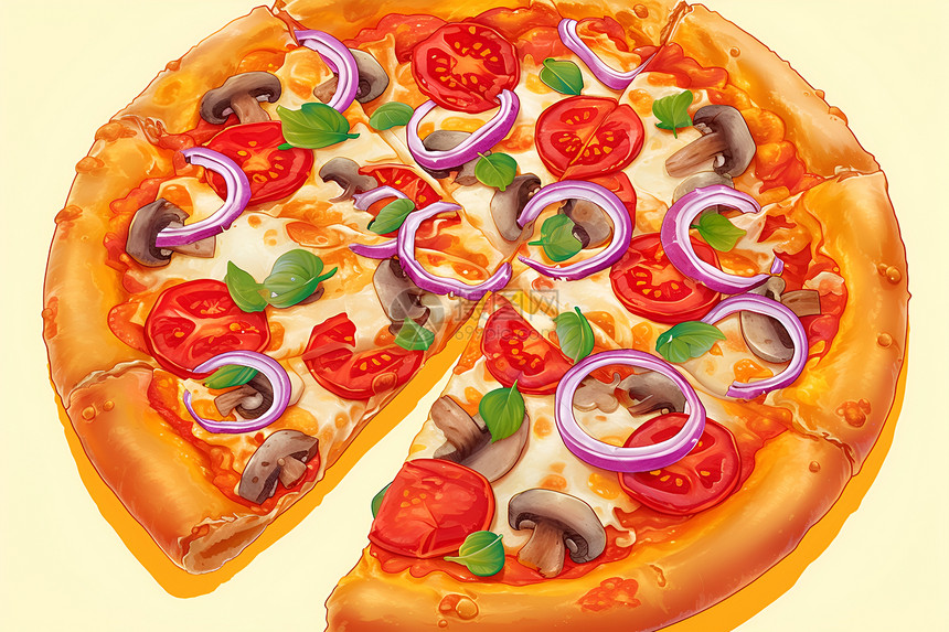 美味诱人的彩色披萨图片