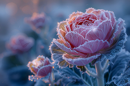 粉色冰霜花背景图片