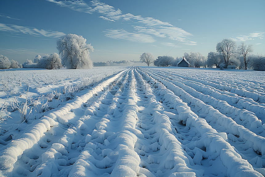 冰雾中的田野图片
