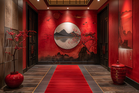 传统花纹图案红色浓情中国装饰背景