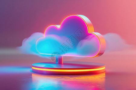 霓虹灯支架粉红色的云状物体插画