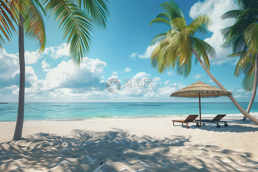椰子树与沙滩图片