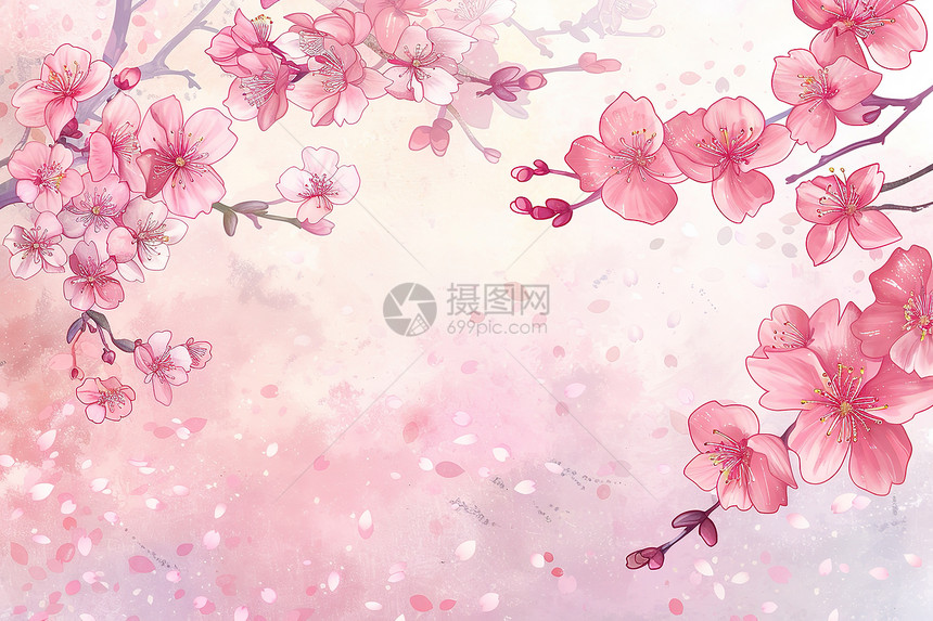粉色花卉在粉色背景图片