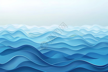白蓝素材蓝色抽象背景波浪插画