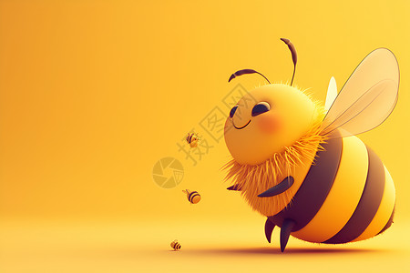 带翅膀嬉皮笑脸的小蜜蜂插画