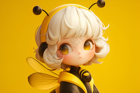 蜜蜂采花蜜蜜蜂仙子插画
