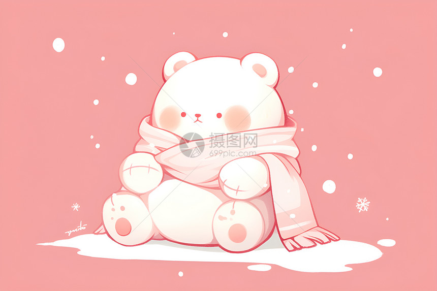 温馨冬日的小熊图片