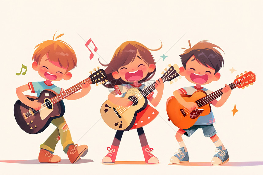 弹吉他唱歌的孩子们图片