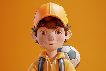 踢球人物素材戴帽子的男孩插画