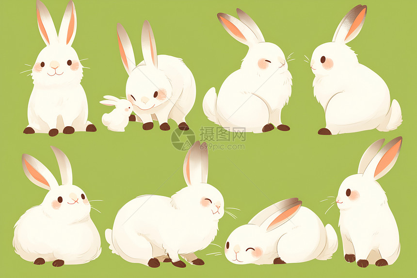一群可爱的兔子图片