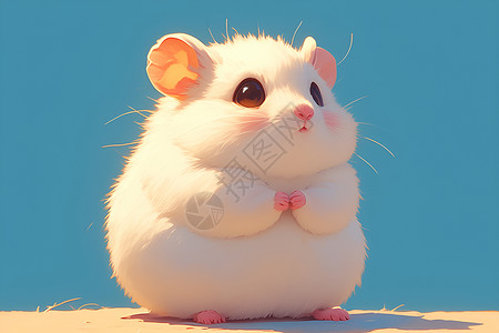 白色小仓鼠毛茸茸的动物高清图片