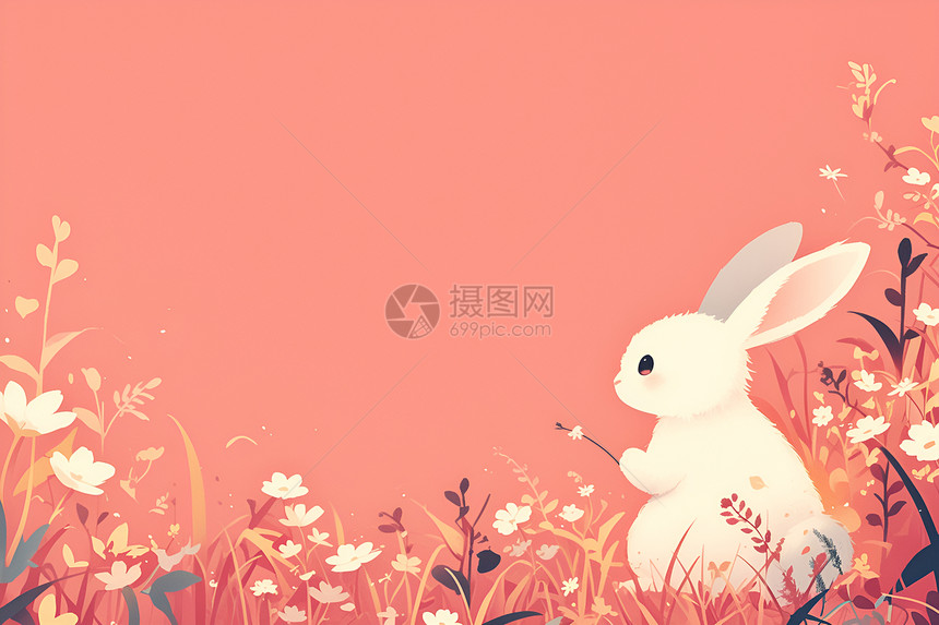 一只可爱的小白兔图片