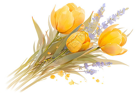 花束花朵美丽的郁金香插画