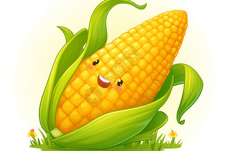 最美笑脸夸张的玉米棒插画