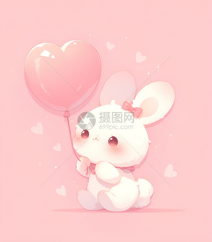 可爱兔子挥舞着气球图片