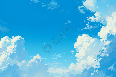 兰天白云浅蓝天空中的小云朵插画