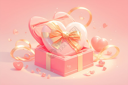 520节日装饰浪漫惊喜粉色礼盒插画