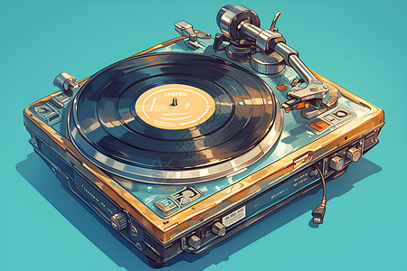 虾米音乐钢制的唱片机插画