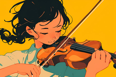 交响乐女孩弹奏小提琴插画