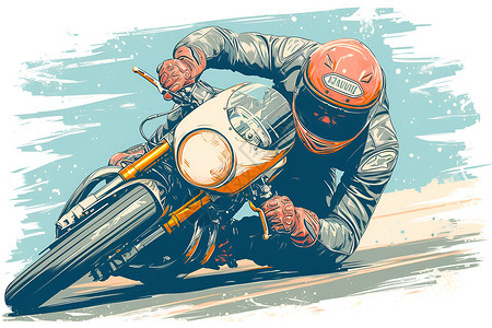 骑士死亡沙尘飞扬的摩托车骑士插画