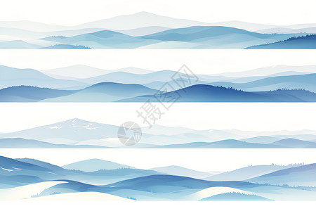 风景光影素材抽象光影的山脉插画