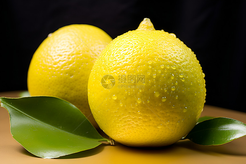 鲜黄的柠檬图片