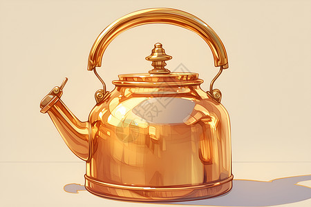 金属茶壶靓丽的金色茶壶插画