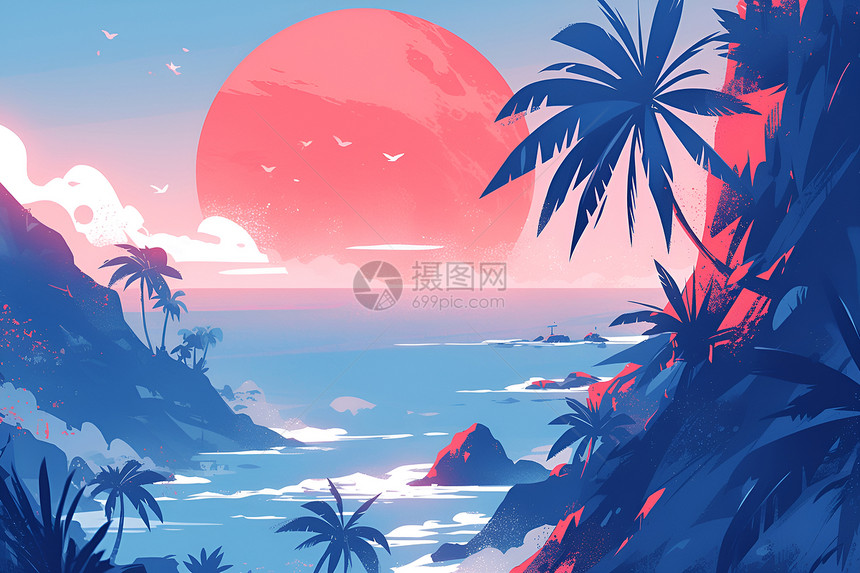 热带夕阳之岛图片