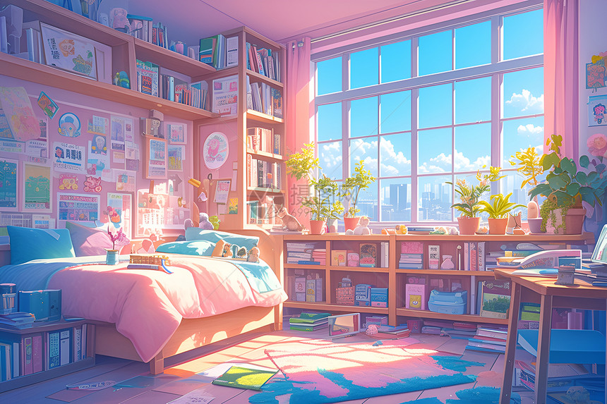 可爱的粉色卧室图片